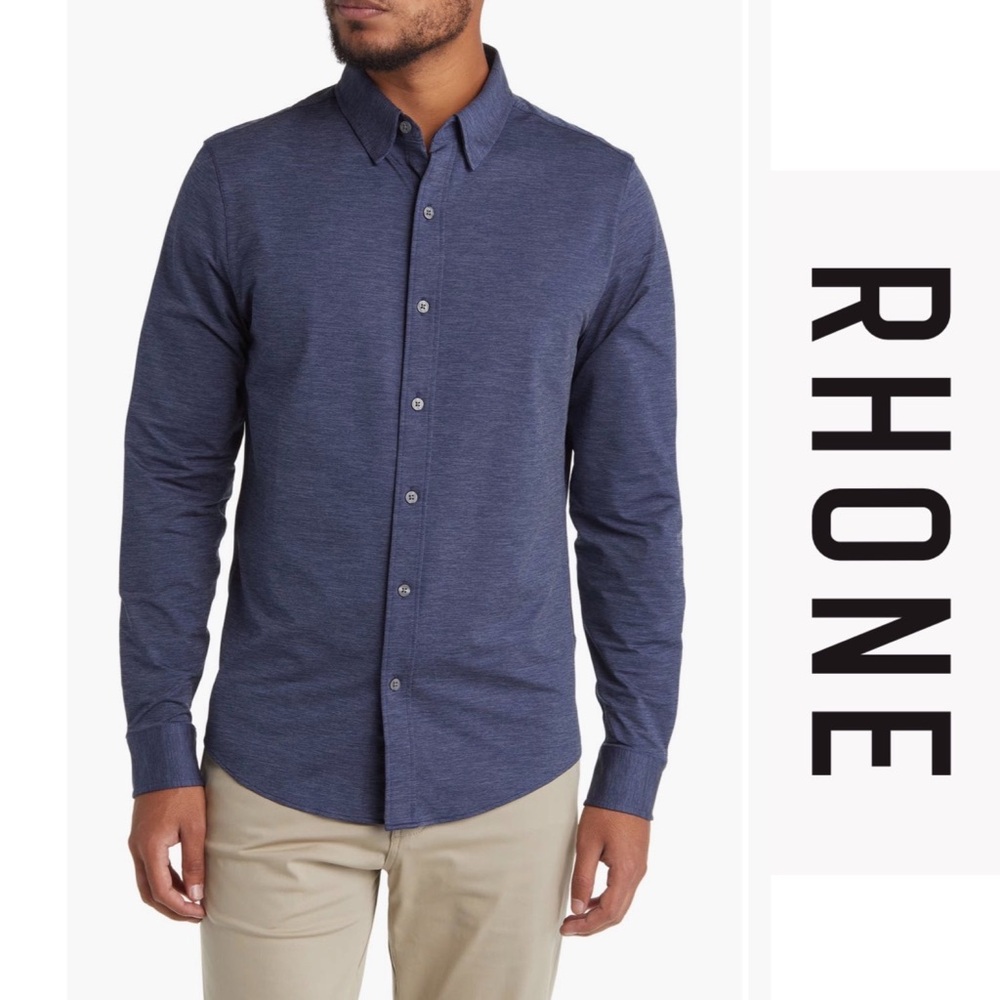 NWT | Rhone | Commuter Dress Shirt | Slim Fit | XL | Denim Blue Oxford